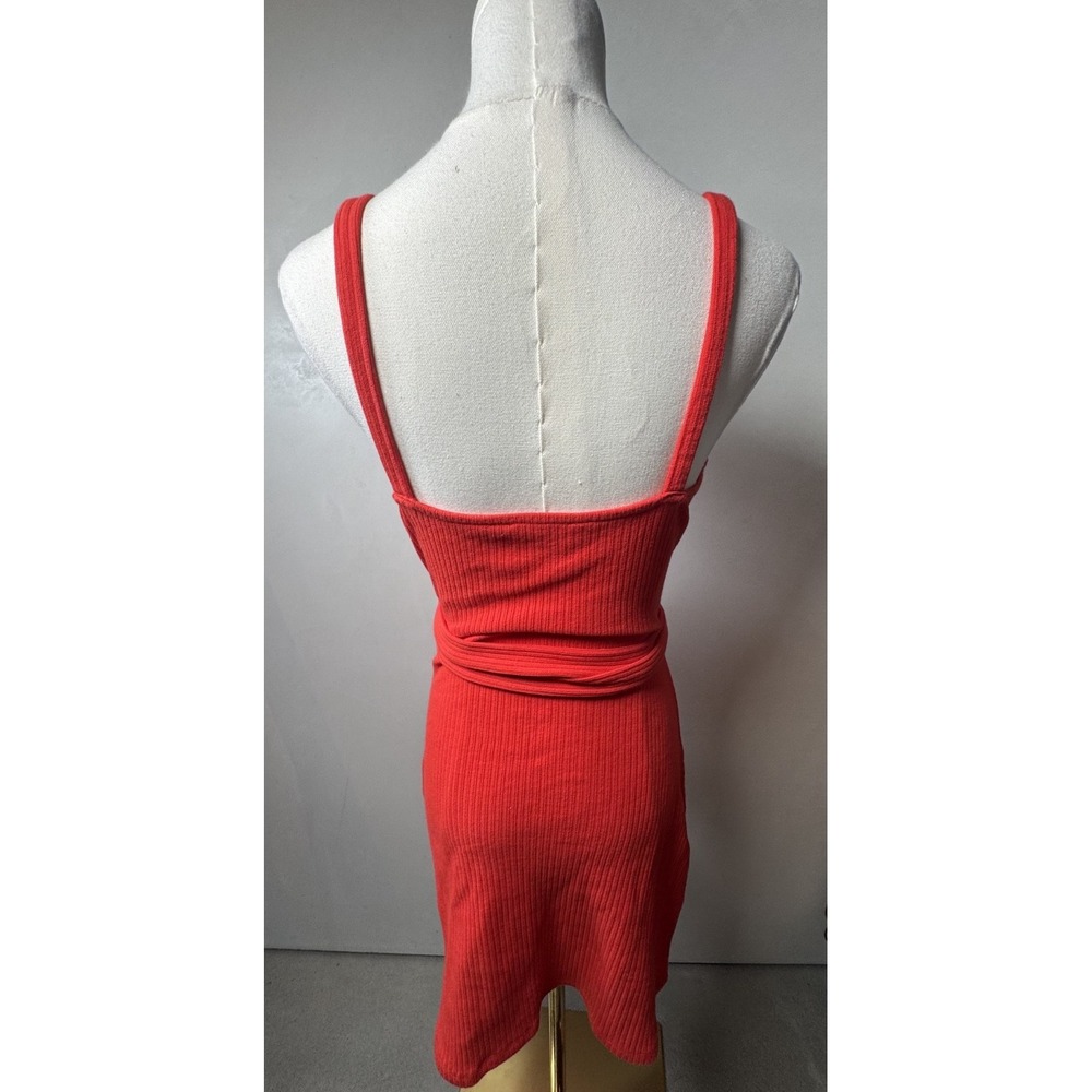 Lovers and Friends Red Strappy Button Tie-Waist Mini Dress Beach Vacation Sz XS - Picture 3 of 4